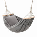 Amaca sospesa in cotone con cuscino e supporto in legno, grigio