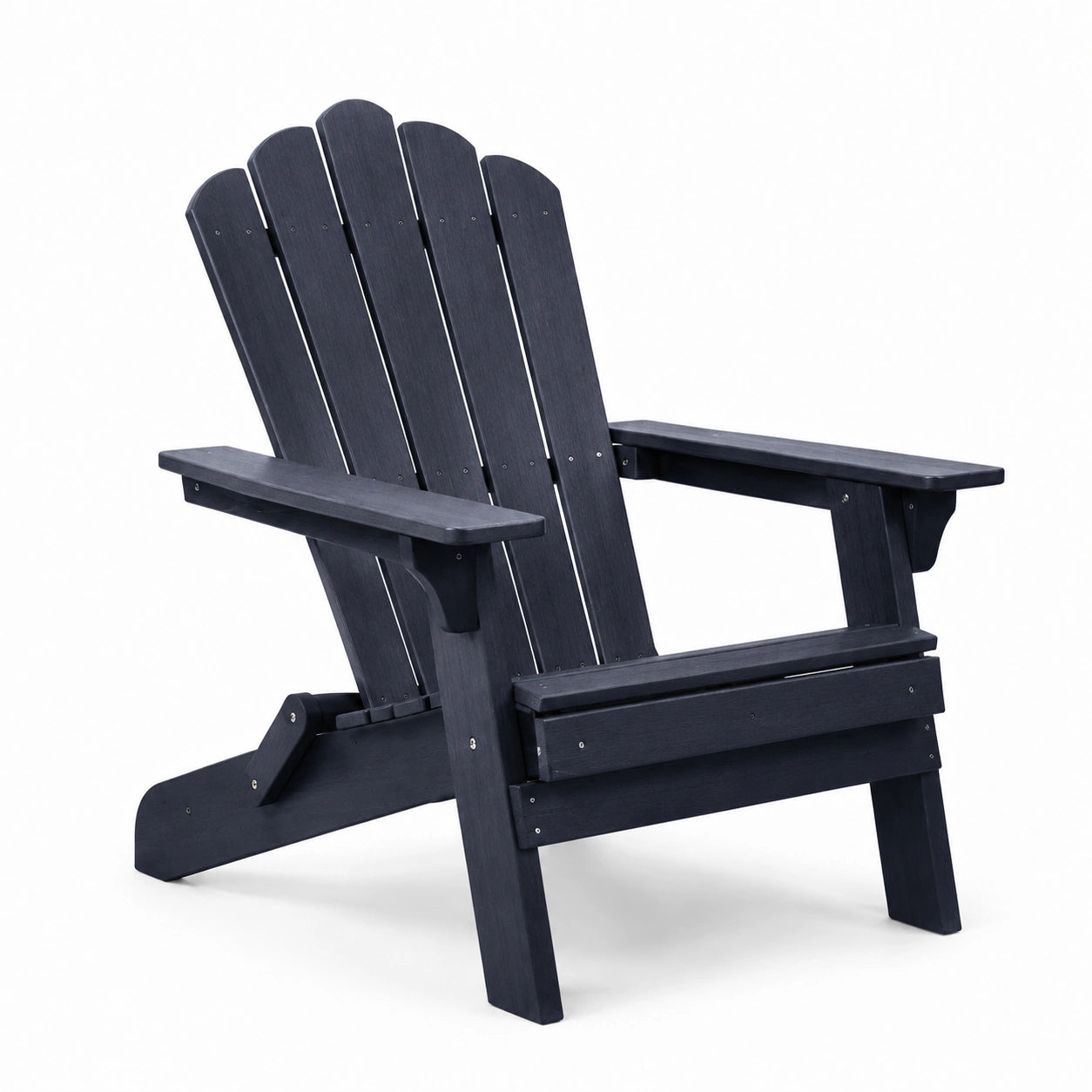 Sedia Adirondack in legno sintetico blu scuro, dimensioni 90x75x90 cm