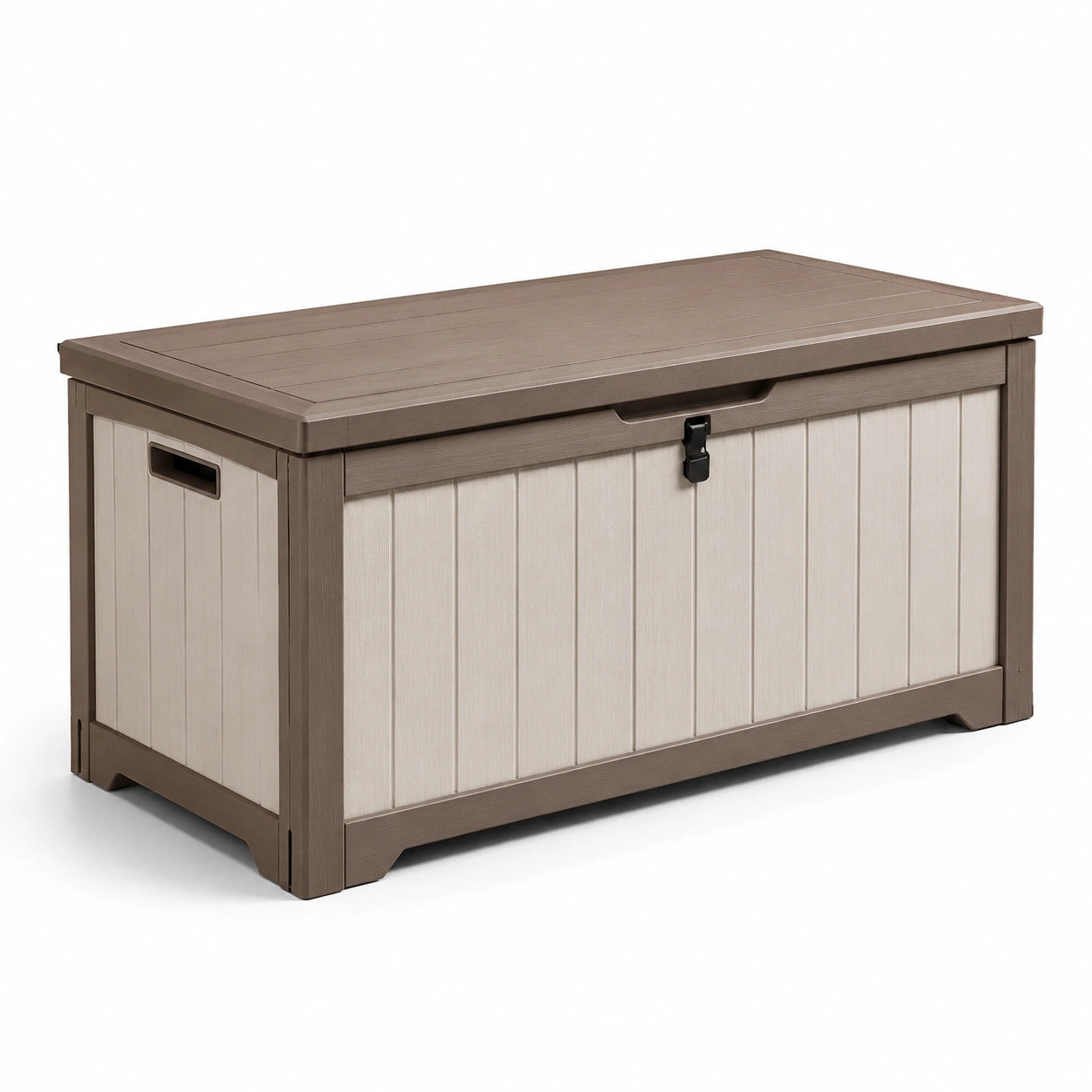 Baule da giardino in plastica marrone e beige - 117x45x60 cm