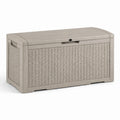 Baule da giardino in plastica effetto rattan color sabbia 120x55x60 cm