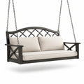 Altalena da Veranda in Metallo con Cuscini in Tessuto Poliestere Beige