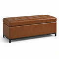 Panca contenitore rettangolare in pelle sintetica marrone con gambe in metallo, 120 cm x 45 cm x 45 cm