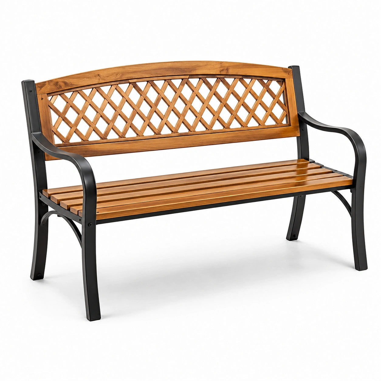 Panchina da giardino in legno e metallo 122 cm