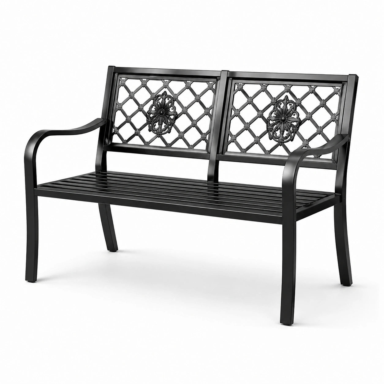 Panchina da giardino in alluminio nero