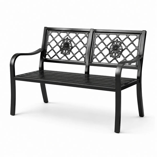 Panchina da giardino in alluminio nero